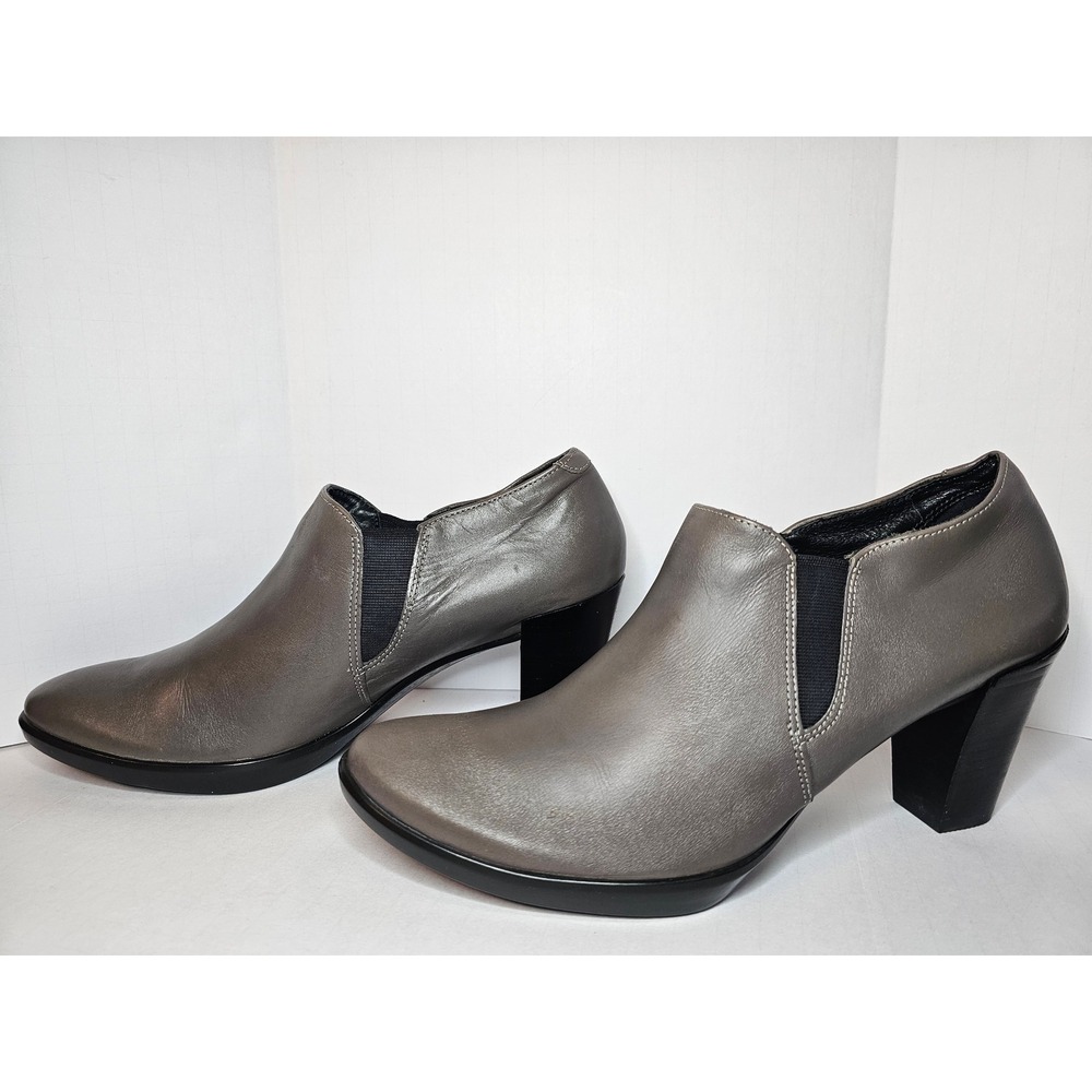ECCO Shape 75 Block Heel Ankle Booties Grey‎ Leather Shooties 41 US 10 264913